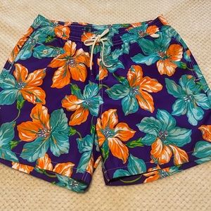 Polo Ralph Lauren Mens Purple Hawaiian Brief Liner Swim Trunks Shorts L